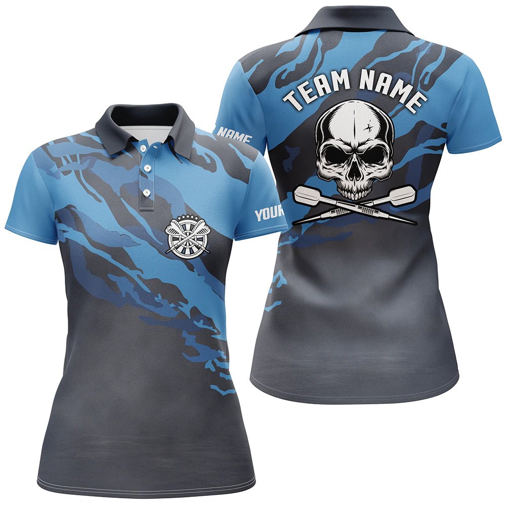 Dames Polo Shirt met Blauwe Doodskop - A758