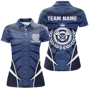 Dames Polo Shirt K296 - Blauwe Tribal Darts Stijl