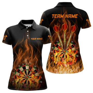 Dames Dart Polo Shirt V359 met Vuurvlammen