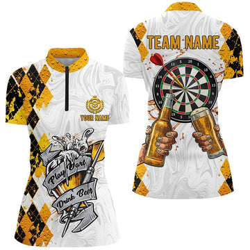 Dames Dart Shirt met Rits en Ruitpatroon LDT0738 T232