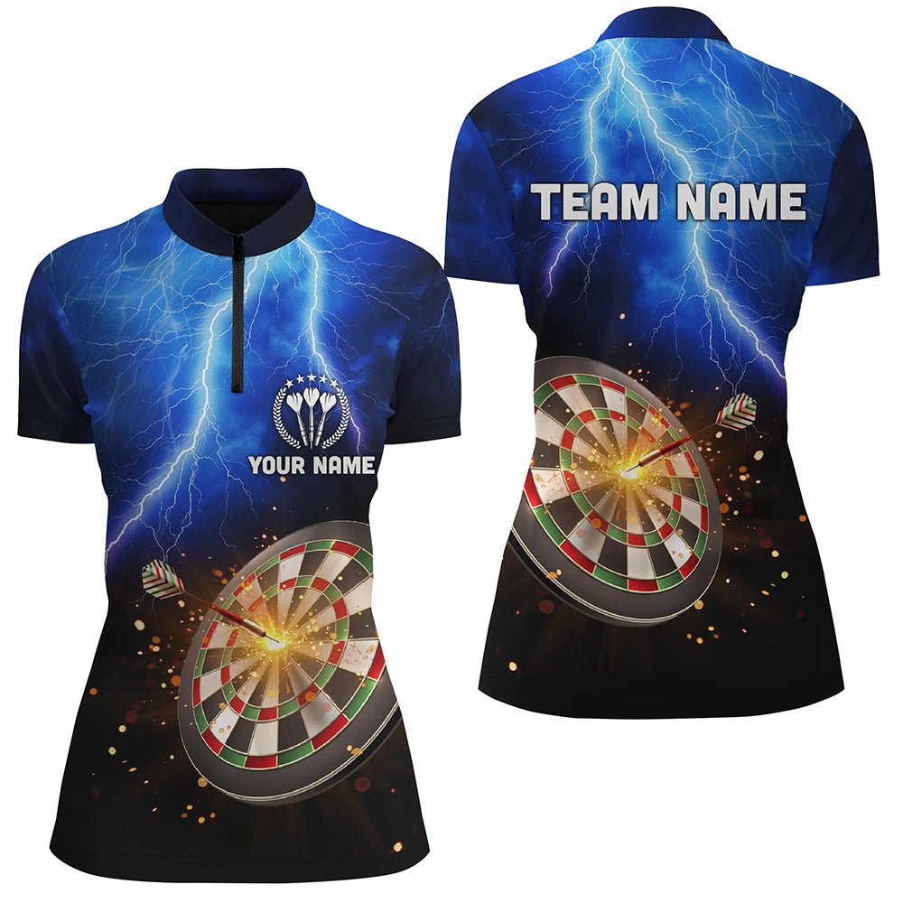 Dames Dartshirt met Bliksem en Donder - Blauw T301