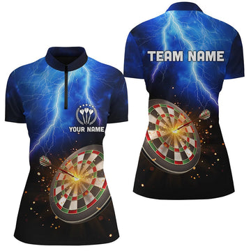 Dames Dartshirt met Bliksem en Donder - Blauw T301