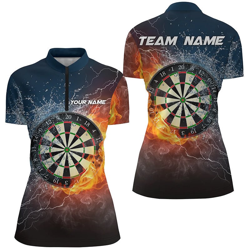 Dames Dartshirt met Korte Rits - Vuur en Water LDT0967 G54