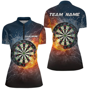 Dames Dartshirt met Korte Rits - Vuur en Water LDT0967 G54