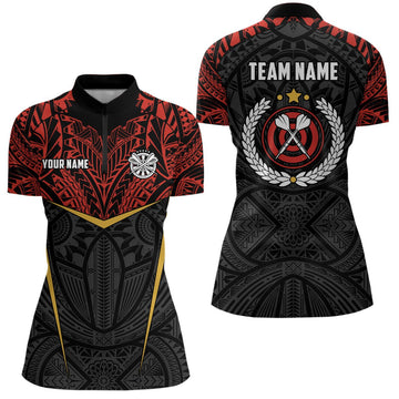 Dames Rood Geel Tribale Darts 1/4 Zip Trui E377