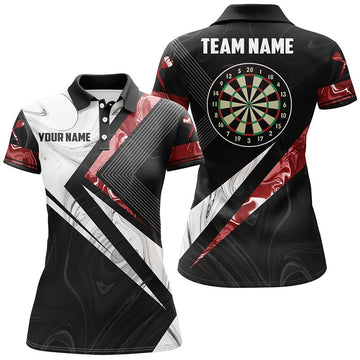 Dames Darts Poloshirt in Rood en Wit G258