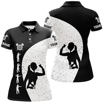 Dames Darts Poloshirt in Zwart-Wit Grunge Stijl D8175