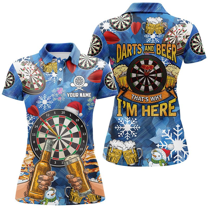 Dames Kerst Darts Polo met Darts en Bier Design A751