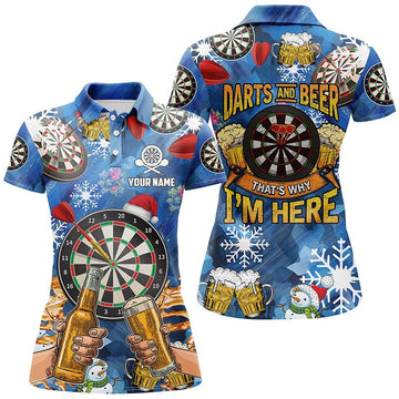Dames Kerst Darts Polo met Darts en Bier Design A751