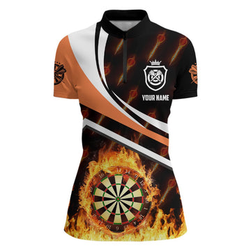 Dames Oranje Vuurvlammen Darts 1/4 Zip Trui W989