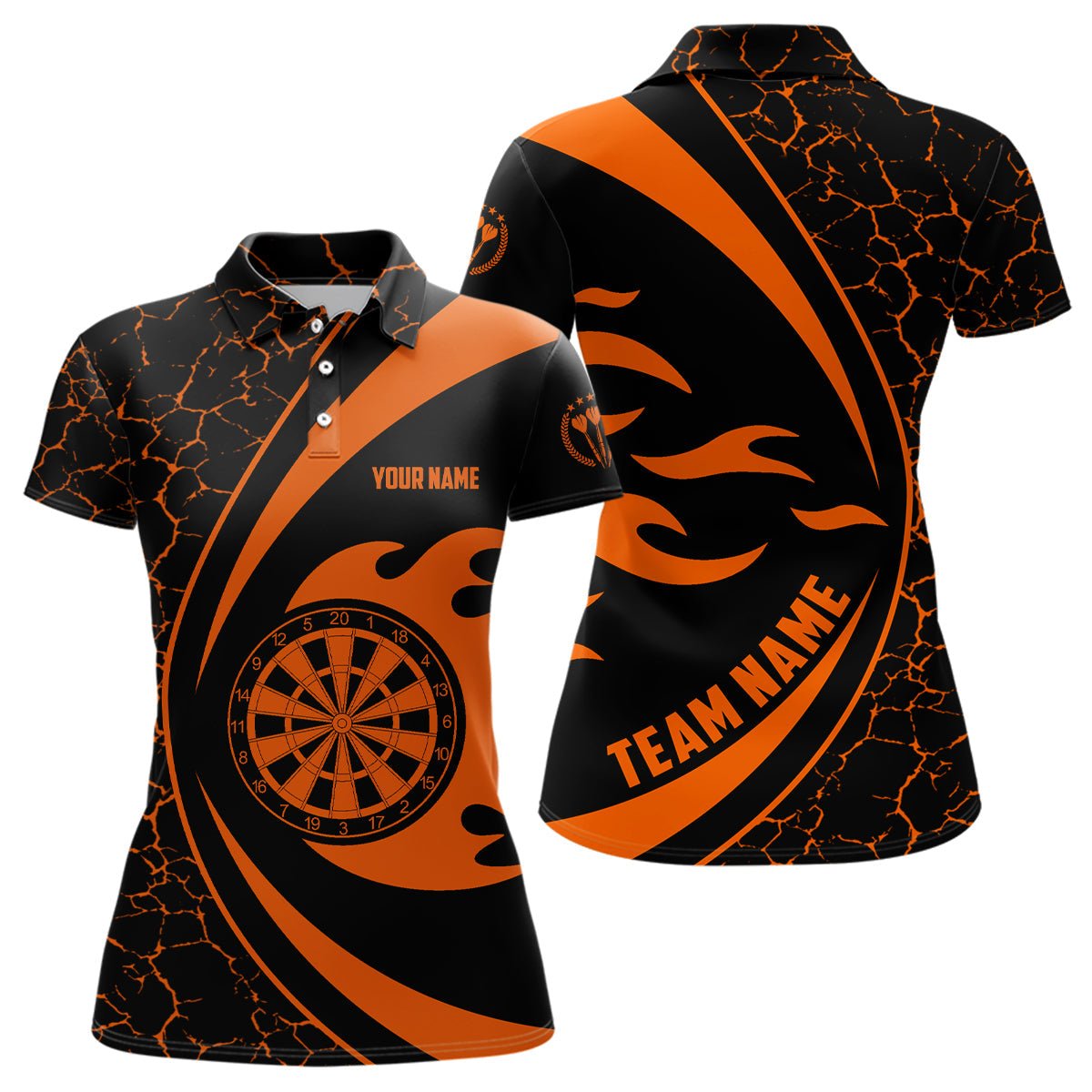 Dames Darts Poloshirt met Oranje Vlam Q517
