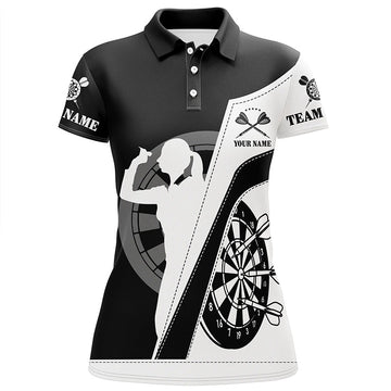 Dames Dart Polo Shirt T96 - Zwart-Wit Print
