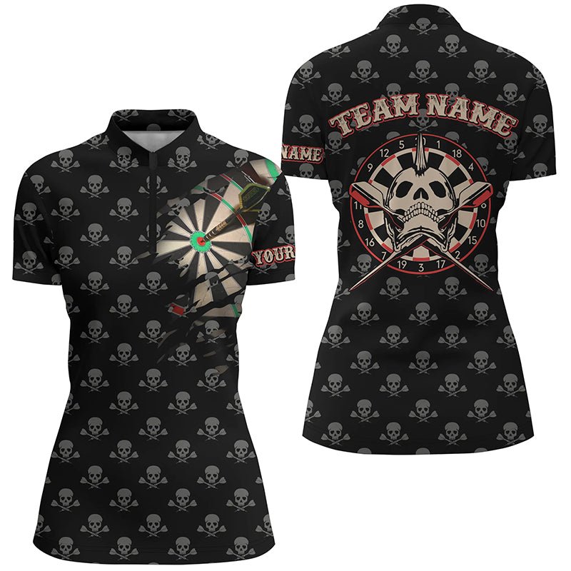 Dames Dartshirt met Doodskop en Kruispatroon - F514
