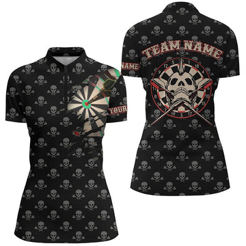 Dames Dartshirt met Doodskop en Kruispatroon - F514