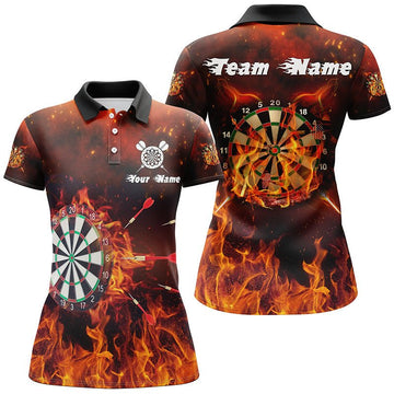 Dames Dart Polo Shirt met Vuurvlammen I231