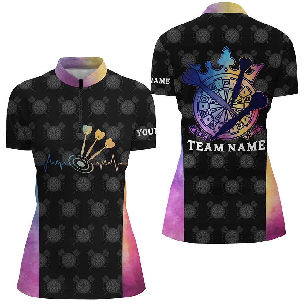 Dames Darts Hartslag Tie-Dye 1/4 Zip Shirt LDT0805 P363