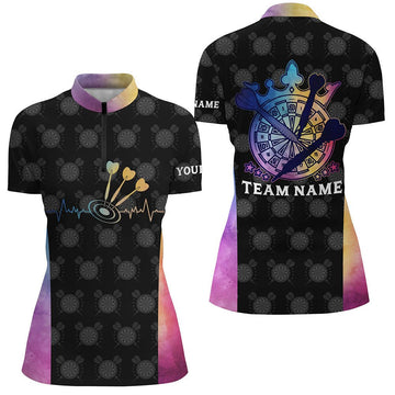 Dames Darts Hartslag Tie-Dye 1/4 Zip Shirt LDT0805 P363