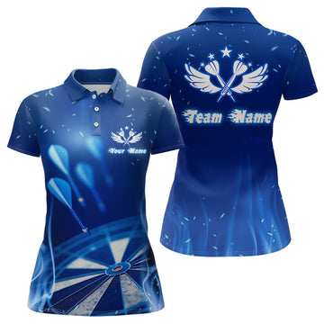 Dames Polo Shirt met Blauwe Vlam Ster V481