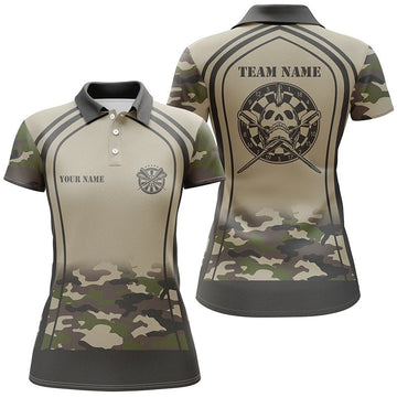Dames Poloshirt met Camouflage, Doodskop en Zeis K658
