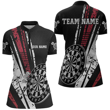 Dames Retro Geometrische Darts Poloshirt met Rits C316