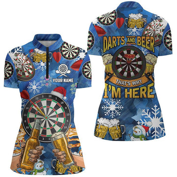 Dames Dartshirt met Bierdesign - Kwart Rits W23