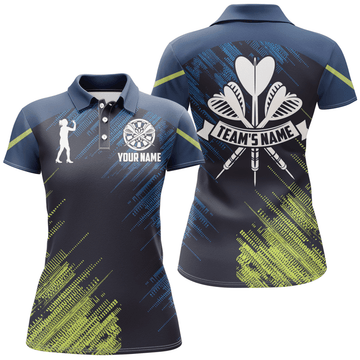 Dames Darts Polo Shirt in Groen en Blauw N88