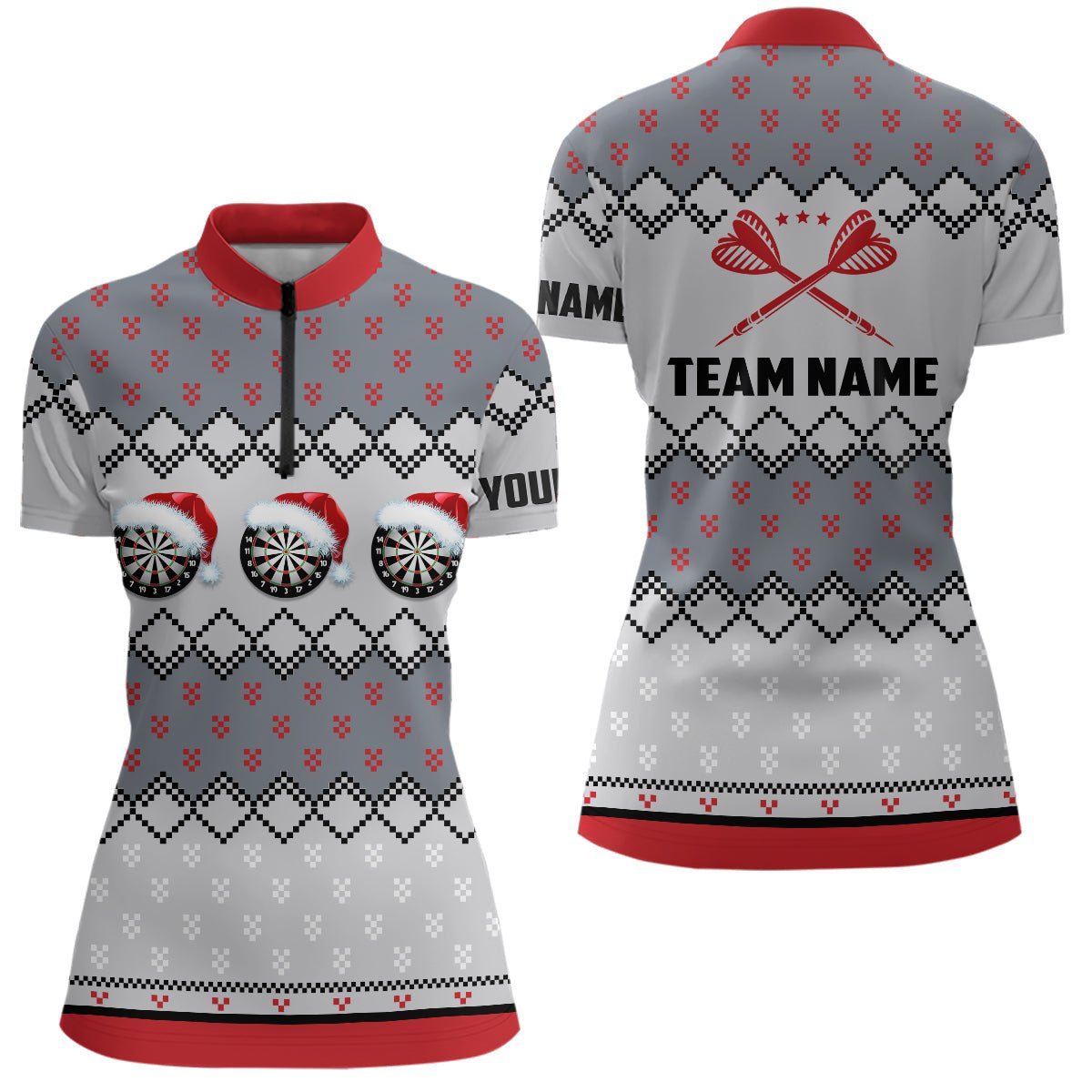 Dames Santa Claus 1/4 Zip Darts Shirt C227