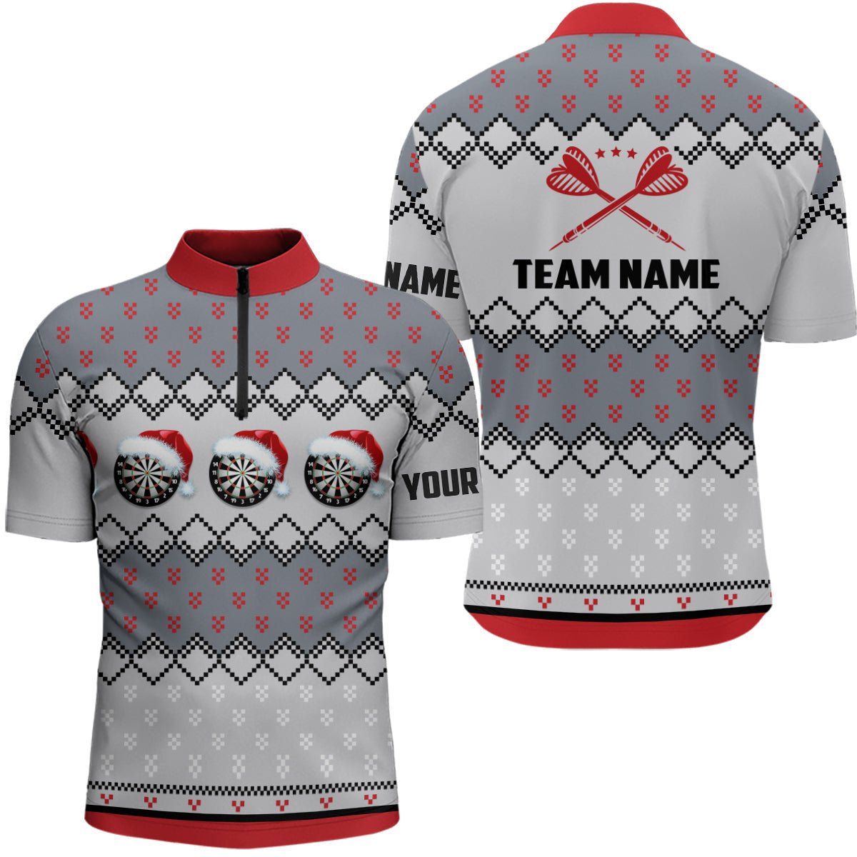 Heren Santa Claus 1/4 Zip Darts Shirt B47