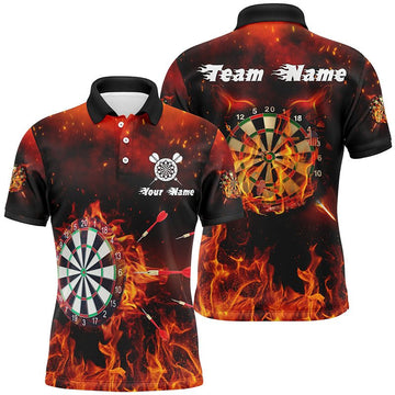 Heren Dartshirt met Vuurvlammen Ontwerp Q861