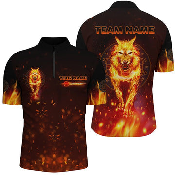 Heren Darts Trui met Wolf Design en All-Over Print - 1/4 Rits H7790