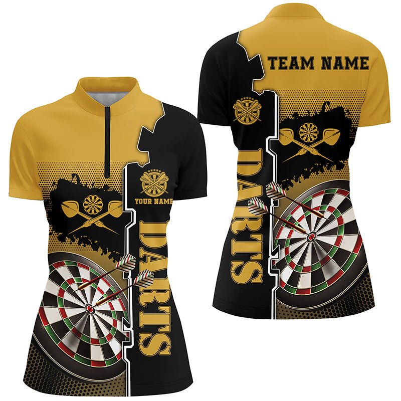 Dames Gele en Zwarte Darts Quarter-Zip Trui N472