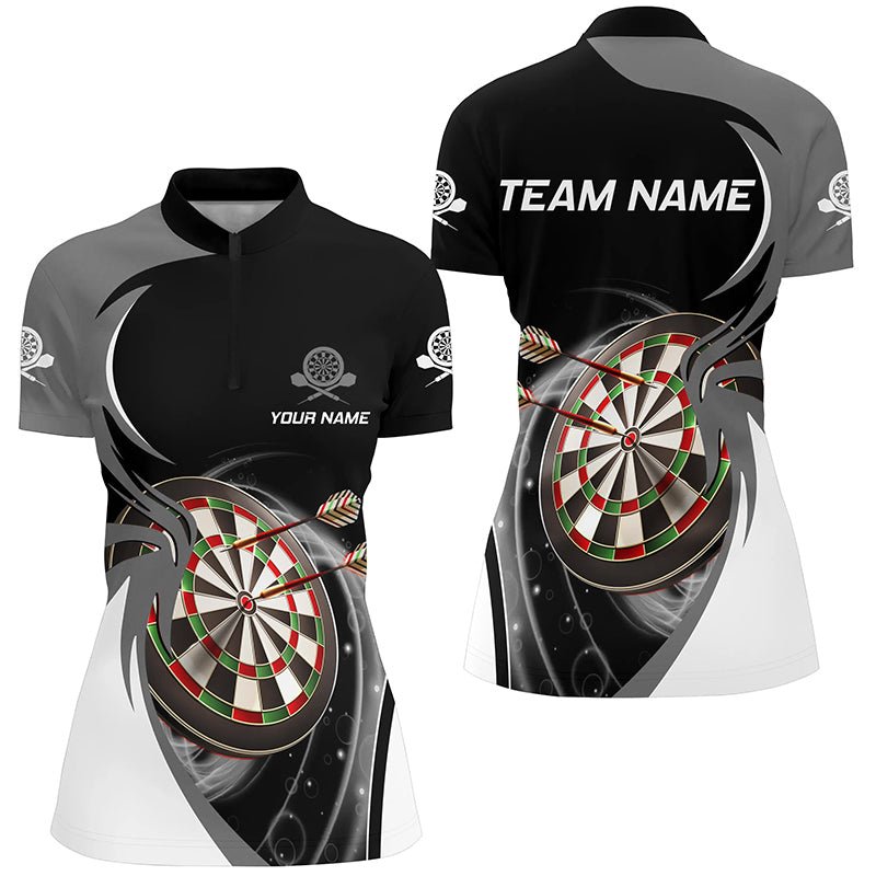 Dames Grijs Zwart Darts Quarter Zip Trui e5637