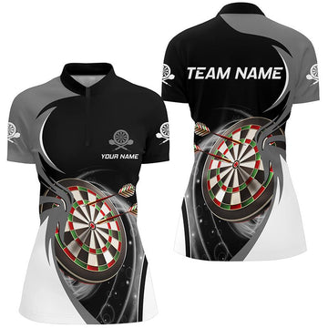 Dames Grijs Zwart Darts Quarter Zip Trui e5637