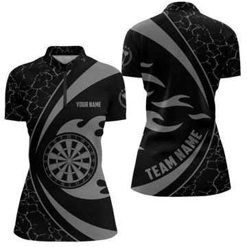 Dames Grijze Dart Shirt met Vlammen D53