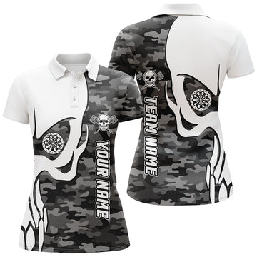 Dames Grijze Camouflage Darts Polo met Skull D562