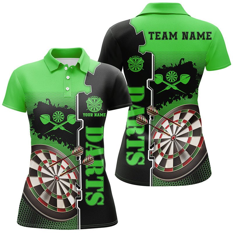 Dames Darts Polo Shirt in Groen en Zwart L1296