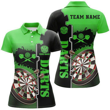 Dames Darts Polo Shirt in Groen en Zwart L1296