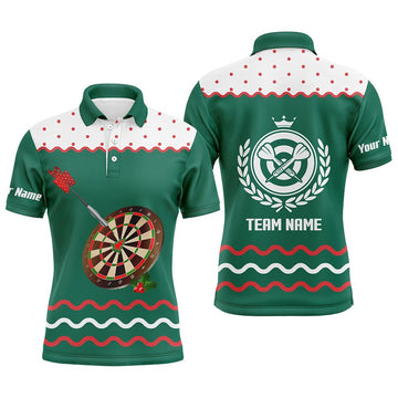 Groene Kerst Darts Polo voor Mannen P87