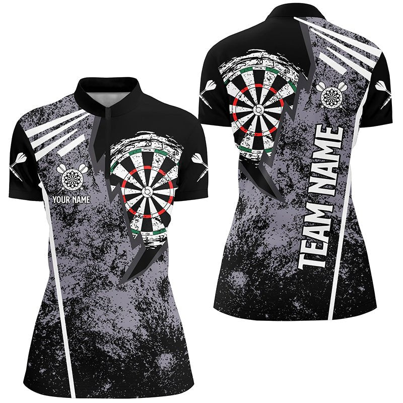 Op maat gemaakte Retro Darts Shirt met 1/4 Rits voor Vrouwen - W862