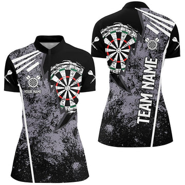 Op maat gemaakte Retro Darts Shirt met 1/4 Rits voor Vrouwen - W862