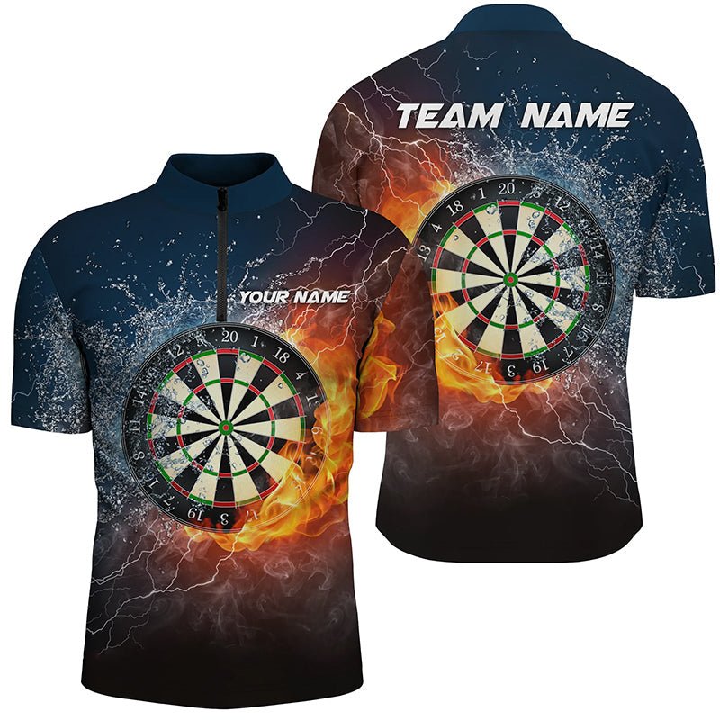 Heren Dartshirt met Vuur- en Waterdesign - 1/4 Zip X550