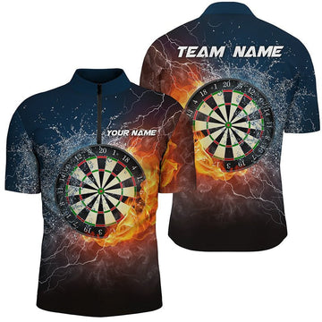 Heren Dartshirt met Vuur- en Waterdesign - 1/4 Zip X550