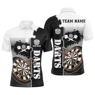 Heren Darts Poloshirt in Wit en Zwart c677