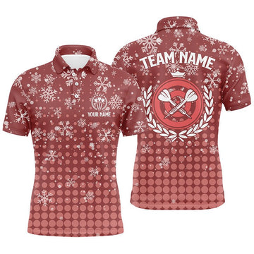 Heren Polo met Rode Kerst Sneeuwvlokken - G609