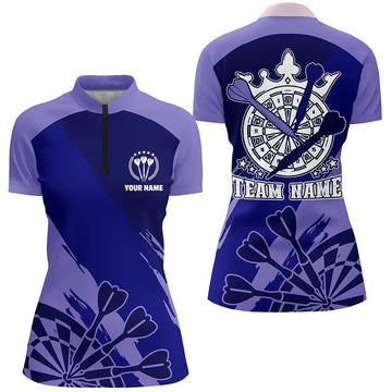Dames Navy Paarse Darts 1/4 Zip Trui H192