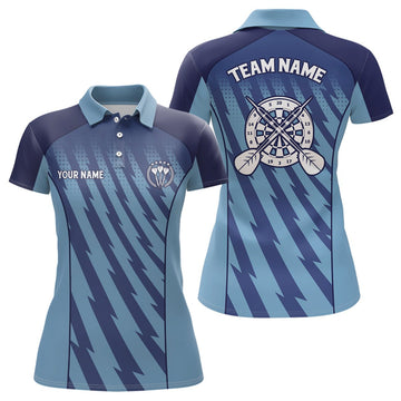Dames Polo Shirt met Blauw Verloop en Bliksemprint LDT0483 E353
