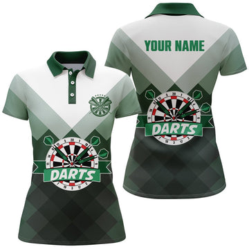 Dames Poloshirt met Groene Gradient en Geometrisch Patroon