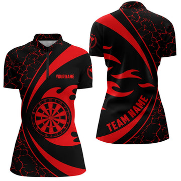 Rode Vuurvlammen Dart 1/4 Zip Shirt voor Dames L451
