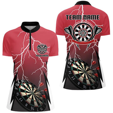 Dames Rood Bliksem Darts 1/4 Zip Trui P785