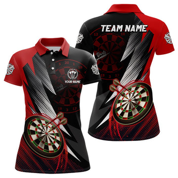 Dames Darts Polo Shirt in Rood en Zwart I176